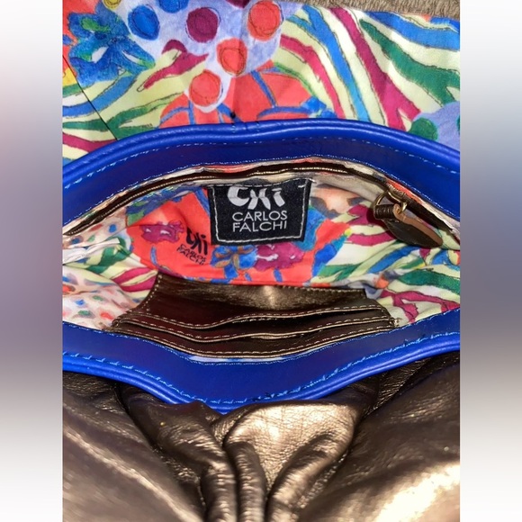 CHI Carlos Falchi Snakeskin Look-Leather CrossBody Purse Handbag VTG  W/Dust bag - Picture 8 of 10